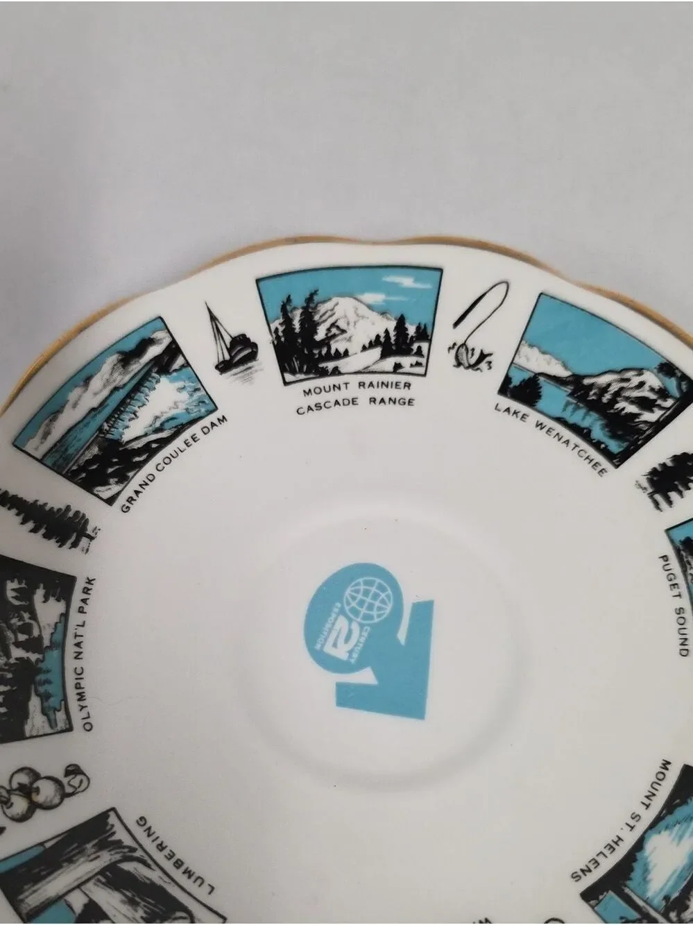 Vintage MCM 1962 Royal Talbot Seattle World's Fair Teacup & Saucer Set